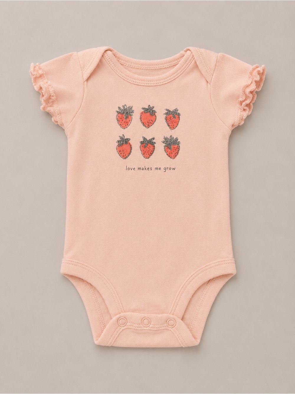 Carter’s - Onesie W/ Strawberries & ‘Love Makes Me Grow’ (Cotton) - NB